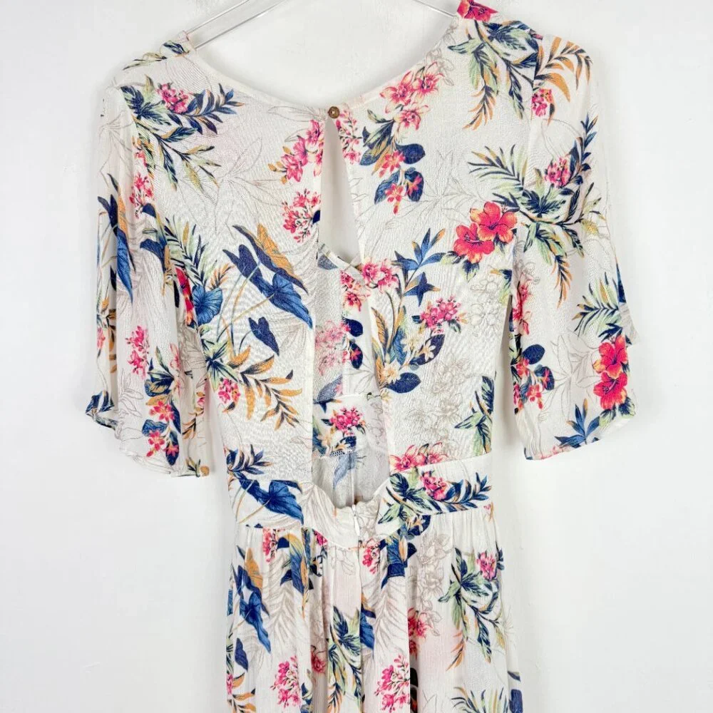 NWT American Eagle Floral Kimono Romper Dress Botanical Maxi Size 2 NEW - Picture 12 of 16